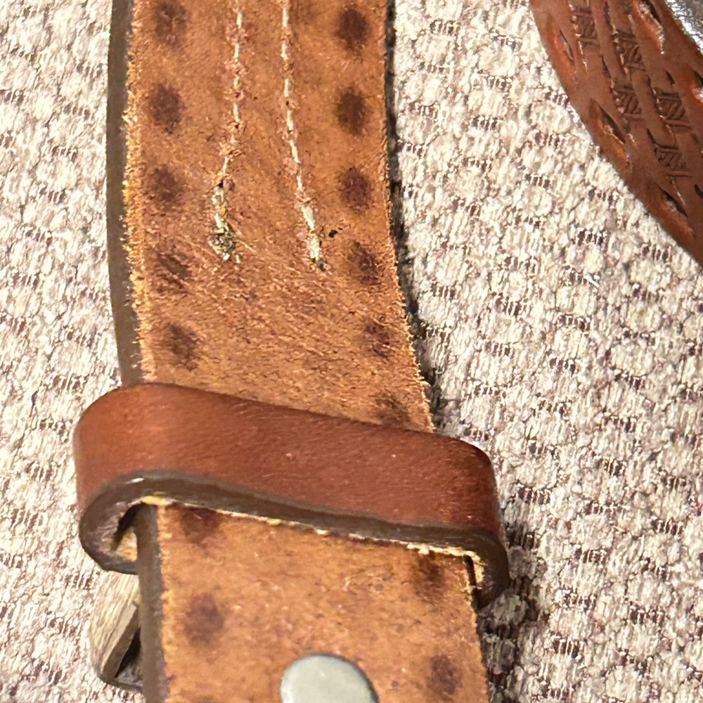 Vintage Brown Leather Ranger Belt with Silver Buckle (1996 on buckle back) - Picture 7 of 7